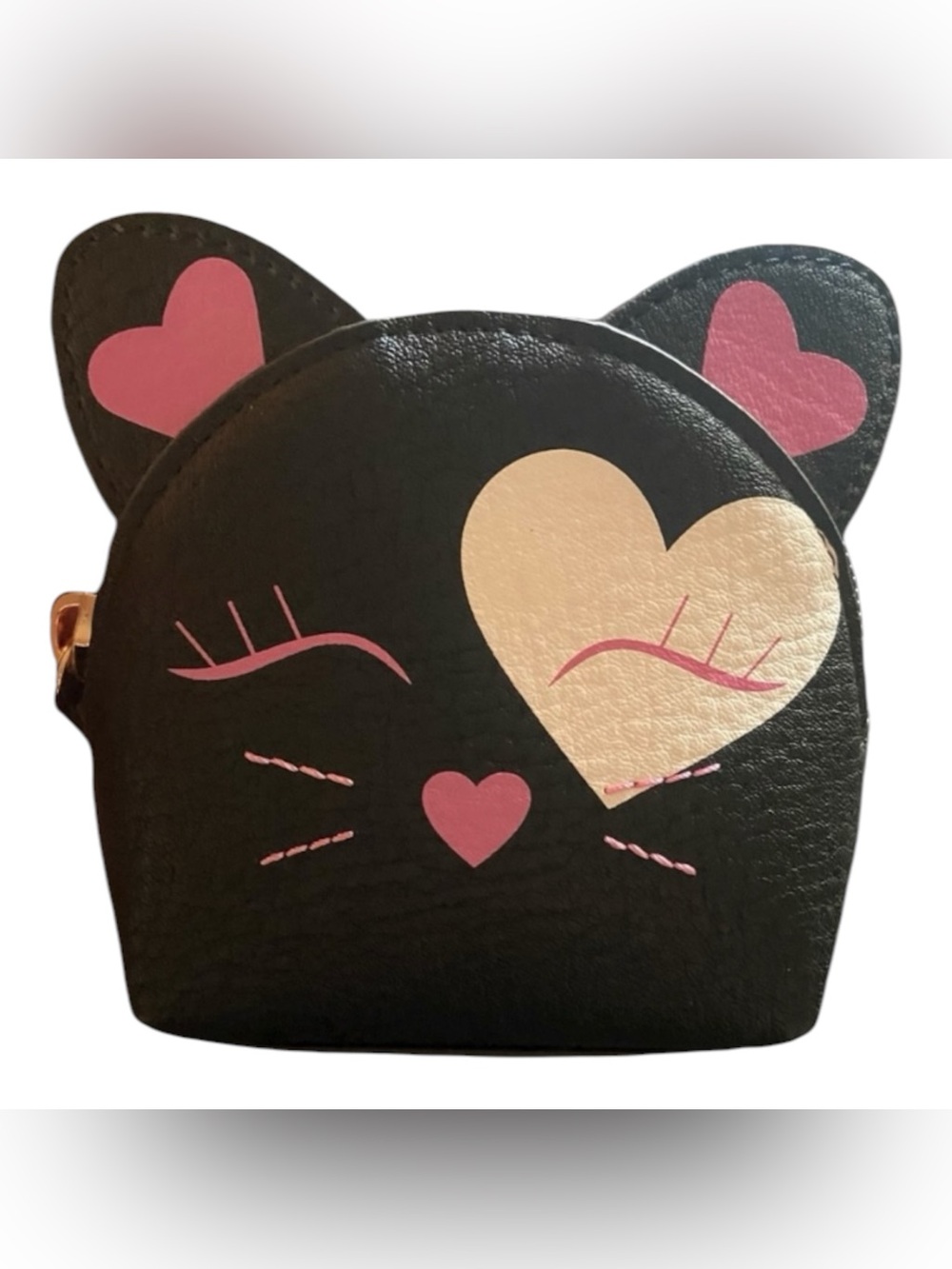 NWOT Lauren Conrad Preppy Heart Black Pink Sleeping Cat Coin Purse Wallet